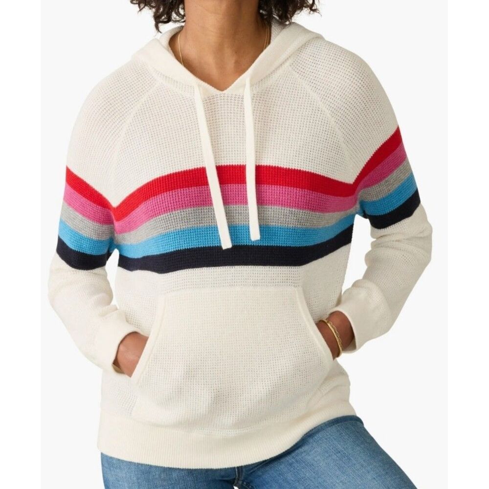 Faherty Throwback Organic Cotton Cashmere Stripe Hoodie Women's Size Medium